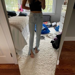 Abercrombie the skinny high rise slit jeans